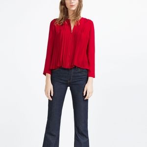 Zara pleated top with gold zipper